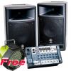 ชุดเครื่องเสียง Portable PA System พร้อม Powered Mixer 150 W. + 150 W. ลำโพงแบบ 2-Ways, LF: 8" จำนวน 2 ตู้ Yamaha Stagepas 300 
