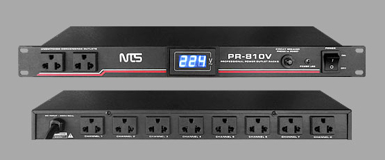NTS PR-810V เพาเวอร์เบรกเกอร์ ปลั๊กแบบ 3 ขา ขนาด 10 ช่อง มีขากราวด์ 15 Amp ปลั๊กไฟใส่ตู้ RACK พร้อม Digital Volt Meter 